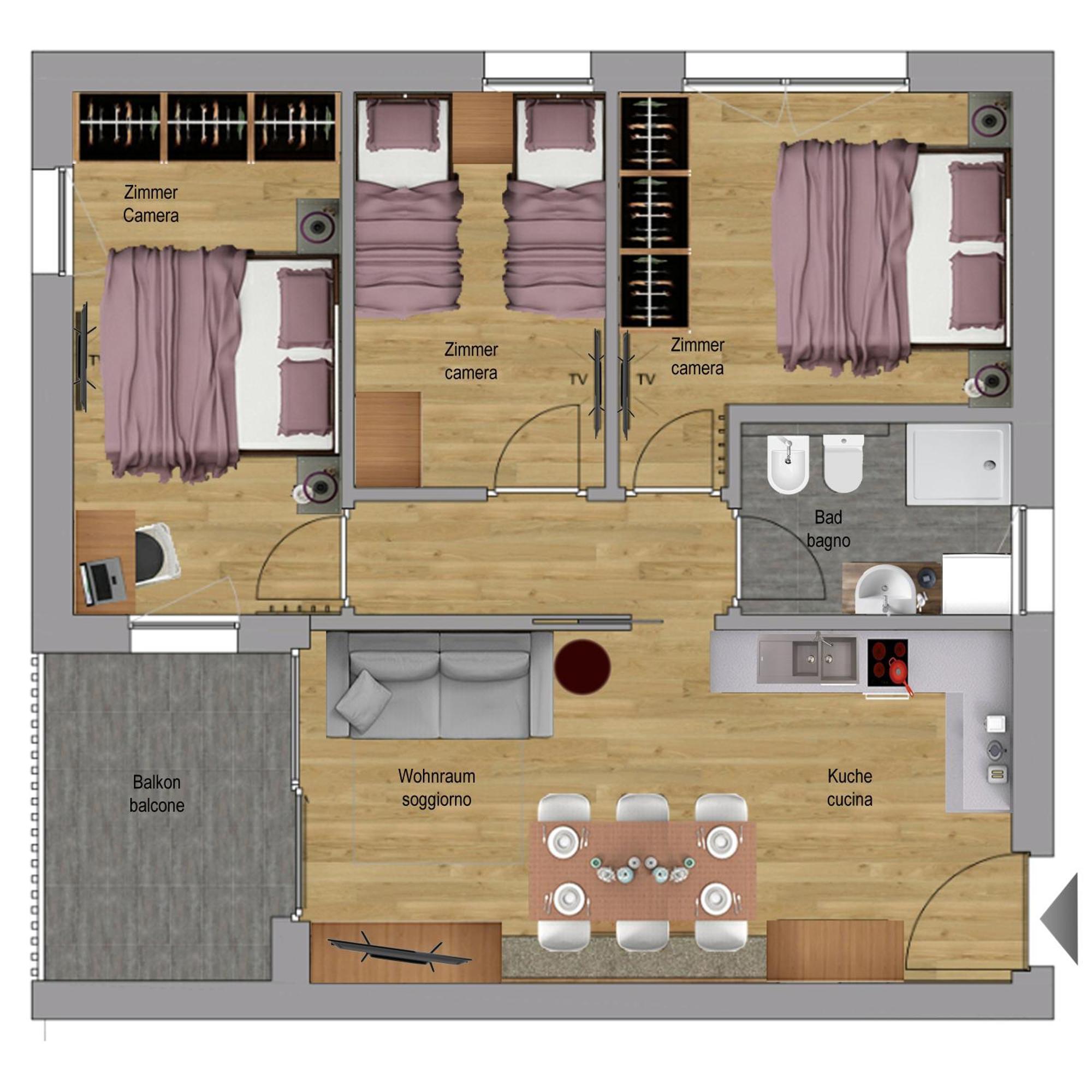 Apartmán Aurturist Dobbiaco Roulette Pokoj fotografie